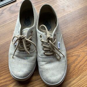 Vans Sneaker Shoe Women Size 7.5 Cream Casual Footwear Summer Indie Style
